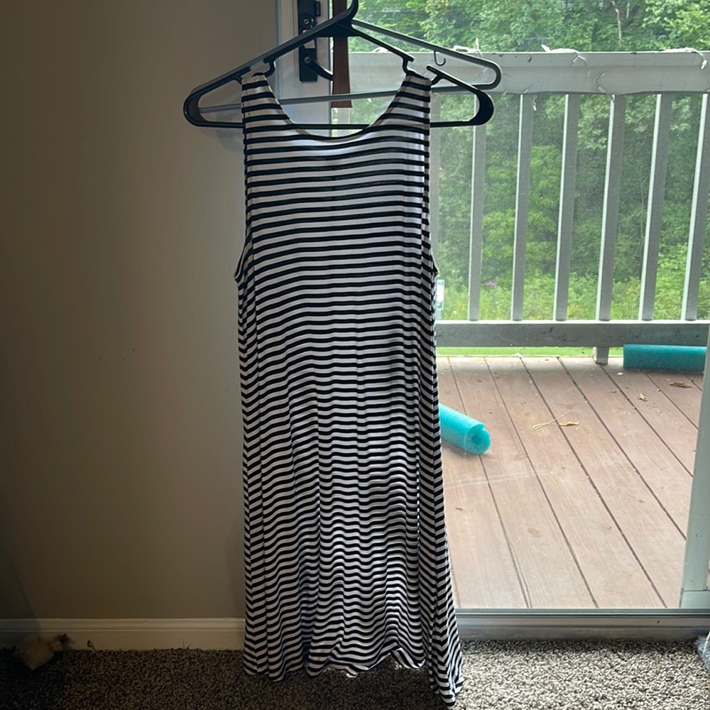 Black and white striped t shirt dress